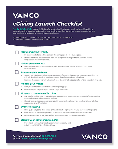 Church eGiving Launch Checklist Cover